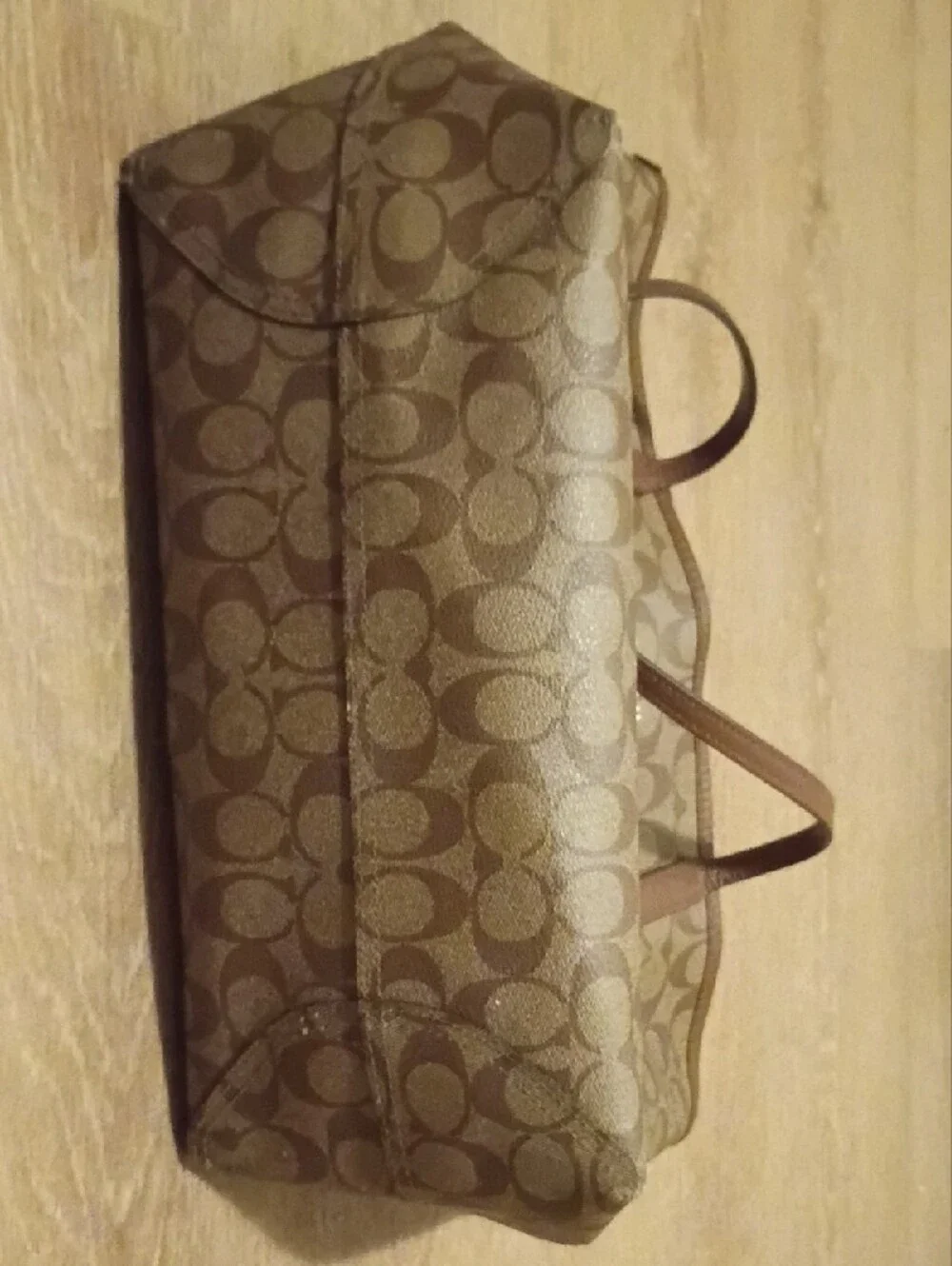 Coach Brown Signature Canvas Tote with Leather Straps
